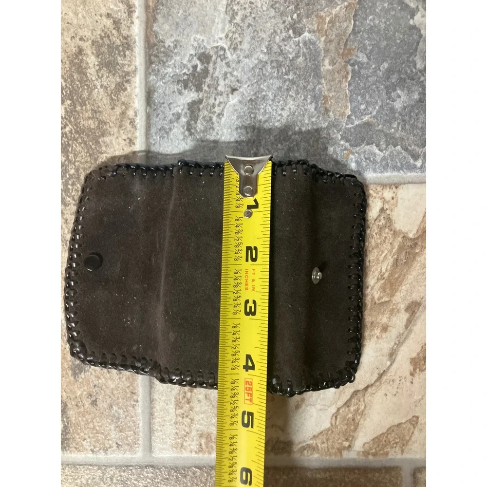 Handmade‎ Dark Brown Suede Leather Key Holder Organizer Wallet Snap Closure